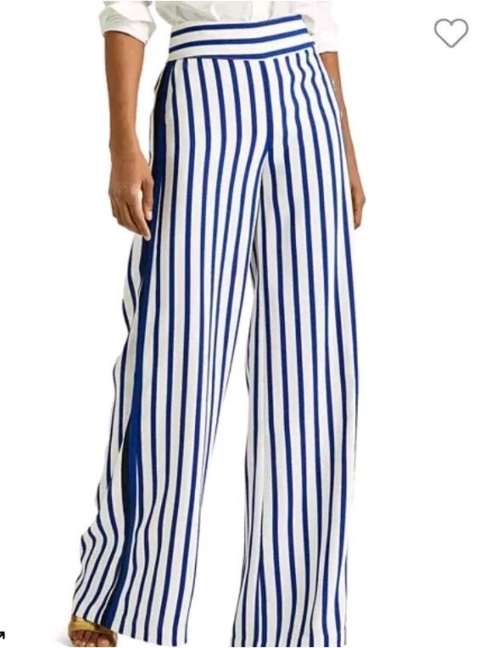 Ralph Lauren White and Royal Blue Striped Wide-Leg Pants